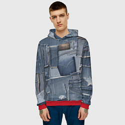 Толстовка-худи мужская Jeans life, цвет: 3D-красный — фото 2