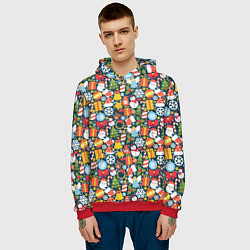 Толстовка-худи мужская Новый Год, цвет: 3D-красный — фото 2