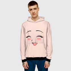 Толстовка-худи мужская Сonfused anime face, цвет: 3D-черный — фото 2