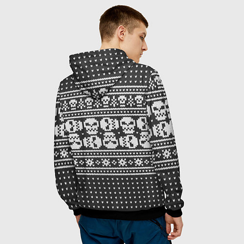 Мужская толстовка Свитер с черепами / 3D-Черный – фото 4