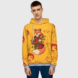Толстовка-худи мужская Лис Самурай, цвет: 3D-меланж — фото 2