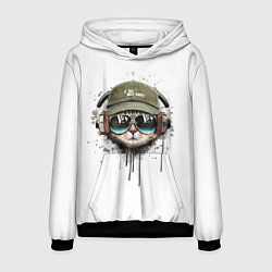 Толстовка-худи мужская Крутой кот, цвет: 3D-черный