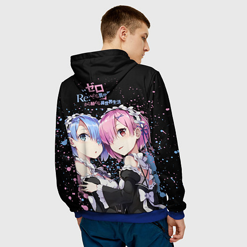 Мужская толстовка Re:Zero, Рам и Рем / 3D-Синий – фото 4
