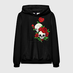 Толстовка-худи мужская Roses Skulls, цвет: 3D-черный