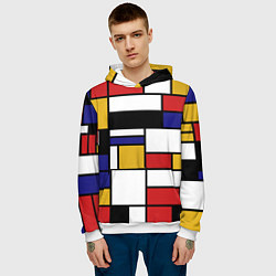 Толстовка-худи мужская Color blocking, цвет: 3D-белый — фото 2