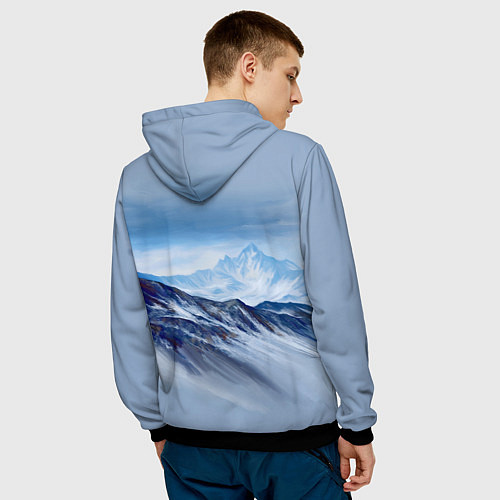Мужская толстовка Серо-голубые горы / 3D-Черный – фото 4