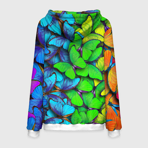 Мужская толстовка Радужные бабочки / 3D-Белый – фото 2