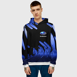 Толстовка-худи мужская Subaru, цвет: 3D-белый — фото 2