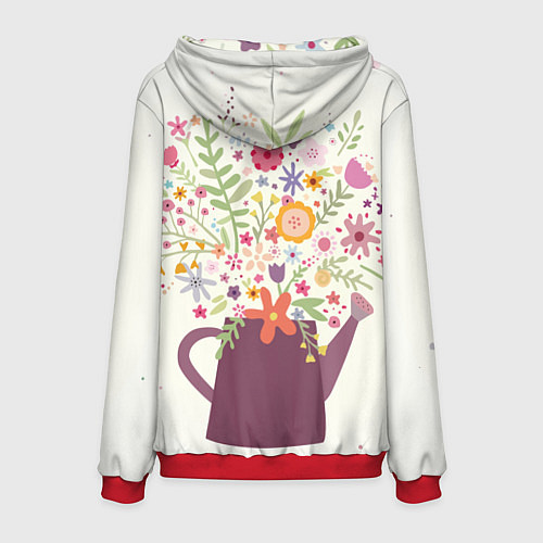 Мужская толстовка Цветы в чайнике / 3D-Красный – фото 2