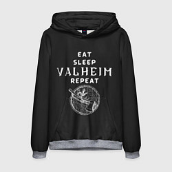 Толстовка-худи мужская Eat Sleep Valheim Repeat, цвет: 3D-меланж