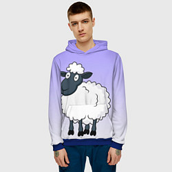 Толстовка-худи мужская Нарисованный милый барашек, цвет: 3D-синий — фото 2