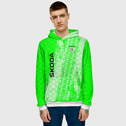 Толстовка-худи мужская SKODA, цвет: 3D-белый — фото 2