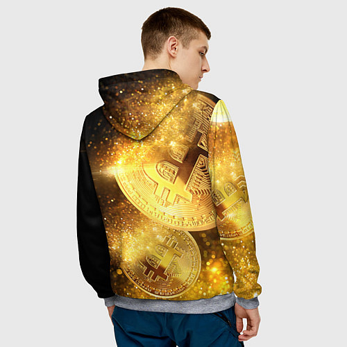 Мужская толстовка БИТКОИН ЗОЛОТО BITCOIN GOLD / 3D-Меланж – фото 4