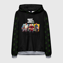 Толстовка-худи мужская Grand Theft Auto V персонажи, цвет: 3D-меланж