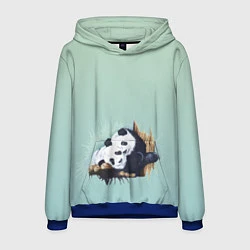 Толстовка-худи мужская Акварельные панды, цвет: 3D-синий