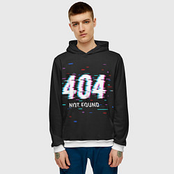Толстовка-худи мужская Глитч 404, цвет: 3D-белый — фото 2