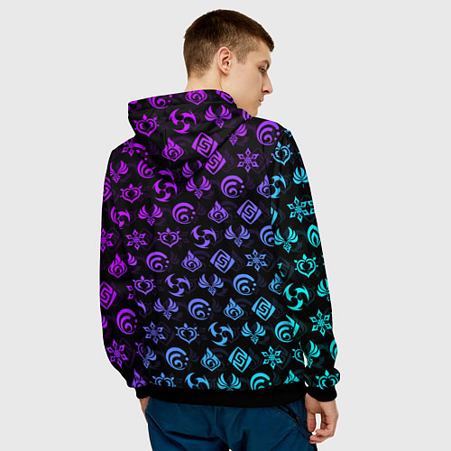 Мужская толстовка GENSHIN IMPACT NEON / 3D-Черный – фото 4