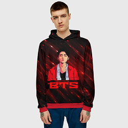 Толстовка-худи мужская BTS Red and black, цвет: 3D-красный — фото 2