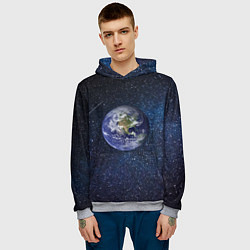 Толстовка-худи мужская Земля в космосе, цвет: 3D-меланж — фото 2