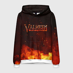 Толстовка-худи мужская Valheim огненный лого, цвет: 3D-белый