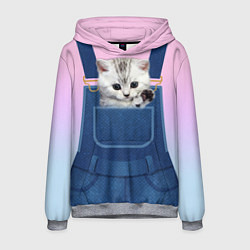 Толстовка-худи мужская Котенок в кармане, цвет: 3D-меланж