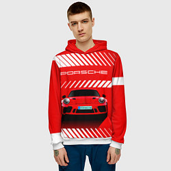 Толстовка-худи мужская PORSCHE ПОРШЕ RED STYLE, цвет: 3D-белый — фото 2