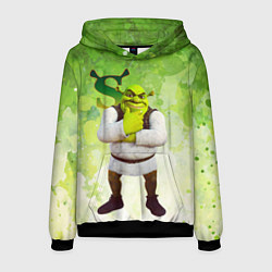 Толстовка-худи мужская Задумчивый Шрек, цвет: 3D-черный