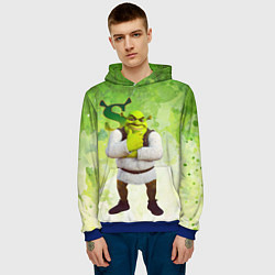 Толстовка-худи мужская Задумчивый Шрек, цвет: 3D-синий — фото 2