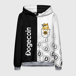 Толстовка-худи мужская DOGECOIN DOGE КАРМАН, цвет: 3D-меланж