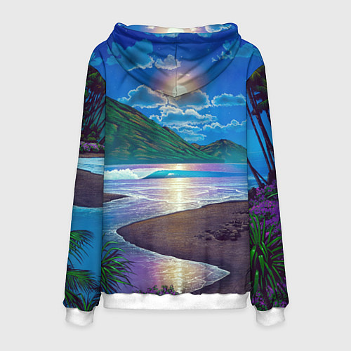Мужская толстовка Гавайский пейзаж / 3D-Белый – фото 2