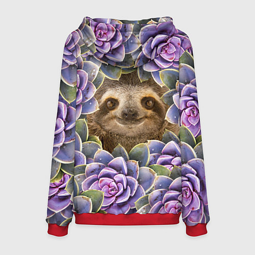 Мужская толстовка Ленивец среди цветов / 3D-Красный – фото 2