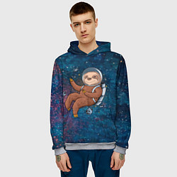 Толстовка-худи мужская Милый ленивец в космосе, цвет: 3D-меланж — фото 2