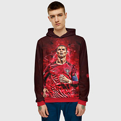 Толстовка-худи мужская Cristiano Ronaldo Portugal, цвет: 3D-красный — фото 2