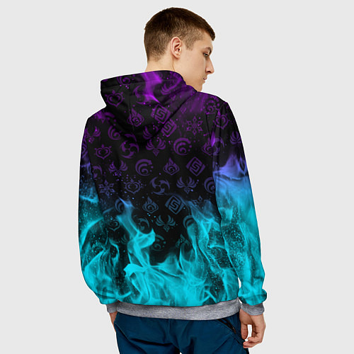 Мужская толстовка GENSHIN IMPACT НЕОНОВЫЙ ОГОНЬ / 3D-Меланж – фото 4