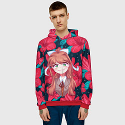Толстовка-худи мужская Моника в цветах, цвет: 3D-красный — фото 2