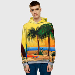 Толстовка-худи мужская Пляж, цвет: 3D-меланж — фото 2