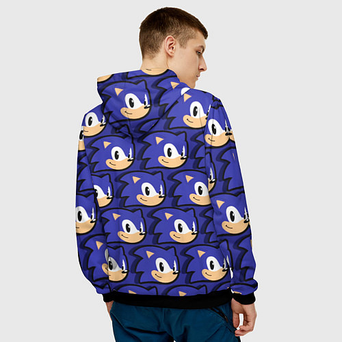 Мужская толстовка Sonic pattern / 3D-Черный – фото 4