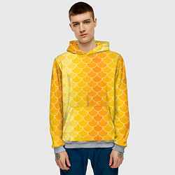 Толстовка-худи мужская Желтая чешуя, цвет: 3D-меланж — фото 2