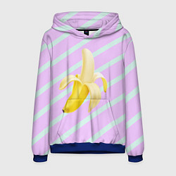 Толстовка-худи мужская Банан графический фон, цвет: 3D-синий