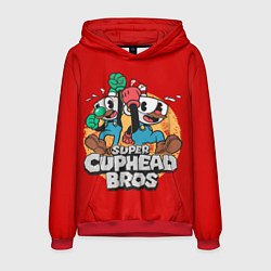 Толстовка-худи мужская Super Cuphead Bros, цвет: 3D-красный