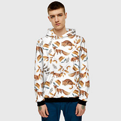 Толстовка-худи мужская Лиса, цвет: 3D-черный — фото 2