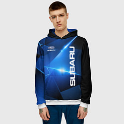 Толстовка-худи мужская Subaru, цвет: 3D-белый — фото 2
