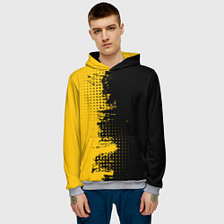 Толстовка-худи мужская ЧЕРНО ЖЕЛТЫЙ ГРАНЖ GRUNGE Z, цвет: 3D-меланж — фото 2