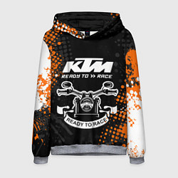 Толстовка-худи мужская KTM MOTORCYCLES КТМ МОТОЦИКЛЫ, цвет: 3D-меланж