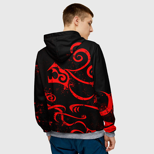 Мужская толстовка ТАТУИРОВКА ДРАКЕНА / 3D-Меланж – фото 4