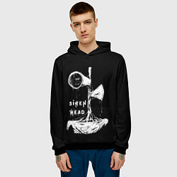 Толстовка-худи мужская Сиреноголовый ЧБ Siren Head, цвет: 3D-черный — фото 2