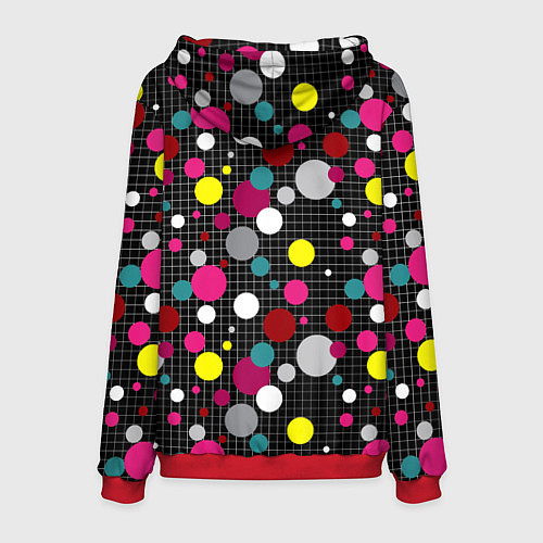 Мужская толстовка Разноцветный горох на черном / 3D-Красный – фото 2