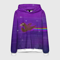 Толстовка-худи мужская Космическая птаха, цвет: 3D-белый
