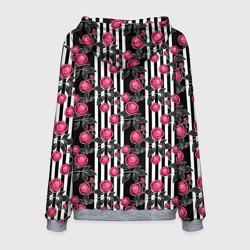 Мужская толстовка Акварельные розы на полосатом / 3D-Меланж – фото 2