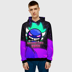 Толстовка-худи мужская Geometry Dash: Neon Evil, цвет: 3D-черный — фото 2